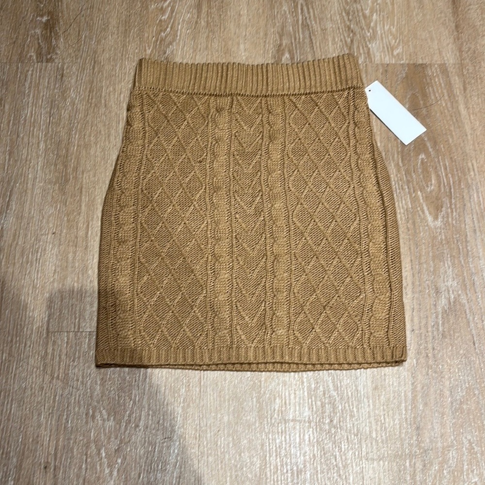 Red Dress Boutique Camel Cable Knit Mini Skirt